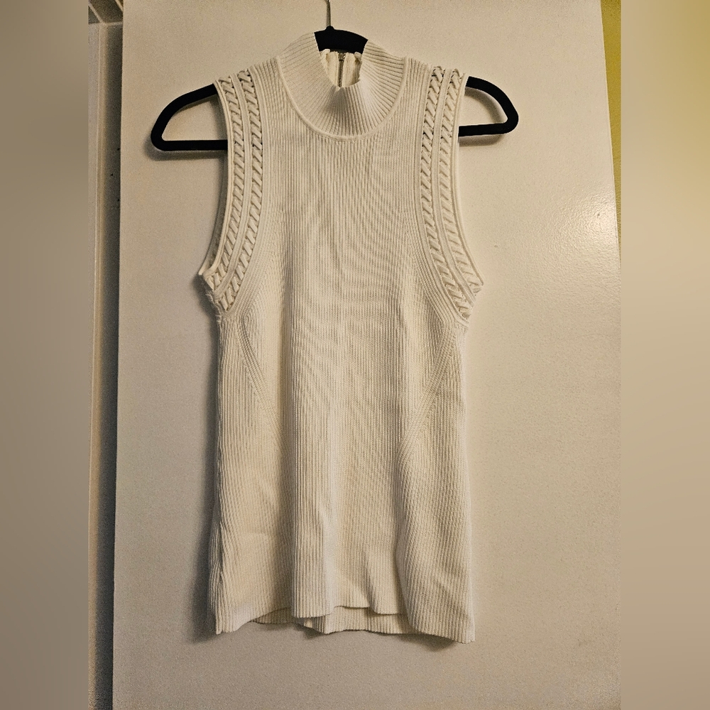 WHBM - White House Black Market Sleeveless White Knit Top